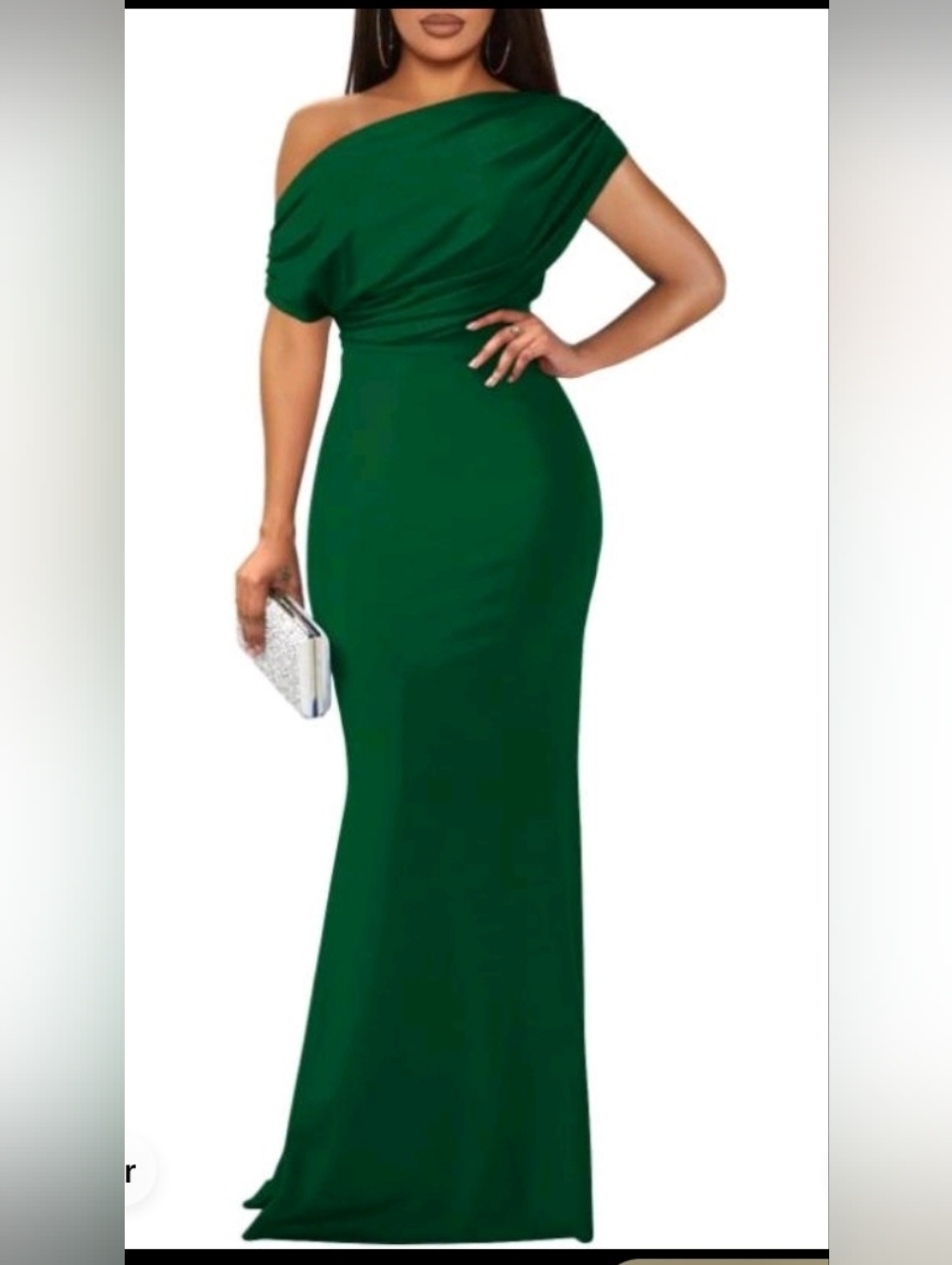 OYS Elegant Off-Shoulder Emerald Green Evening Gown Women's Medium NWT